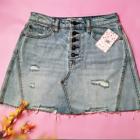 Free People Distressed Denim/Jeans Mini Skirt.W-25 - Picture 1 of 6